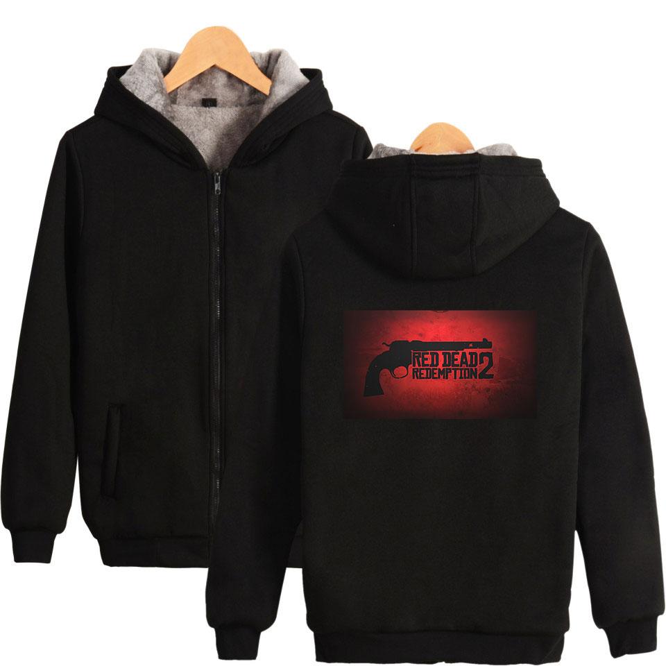 Red Dead Redemption 2 Jackets - Solid Color Red Dead Redemption Pistol Icon Fleece Jacket