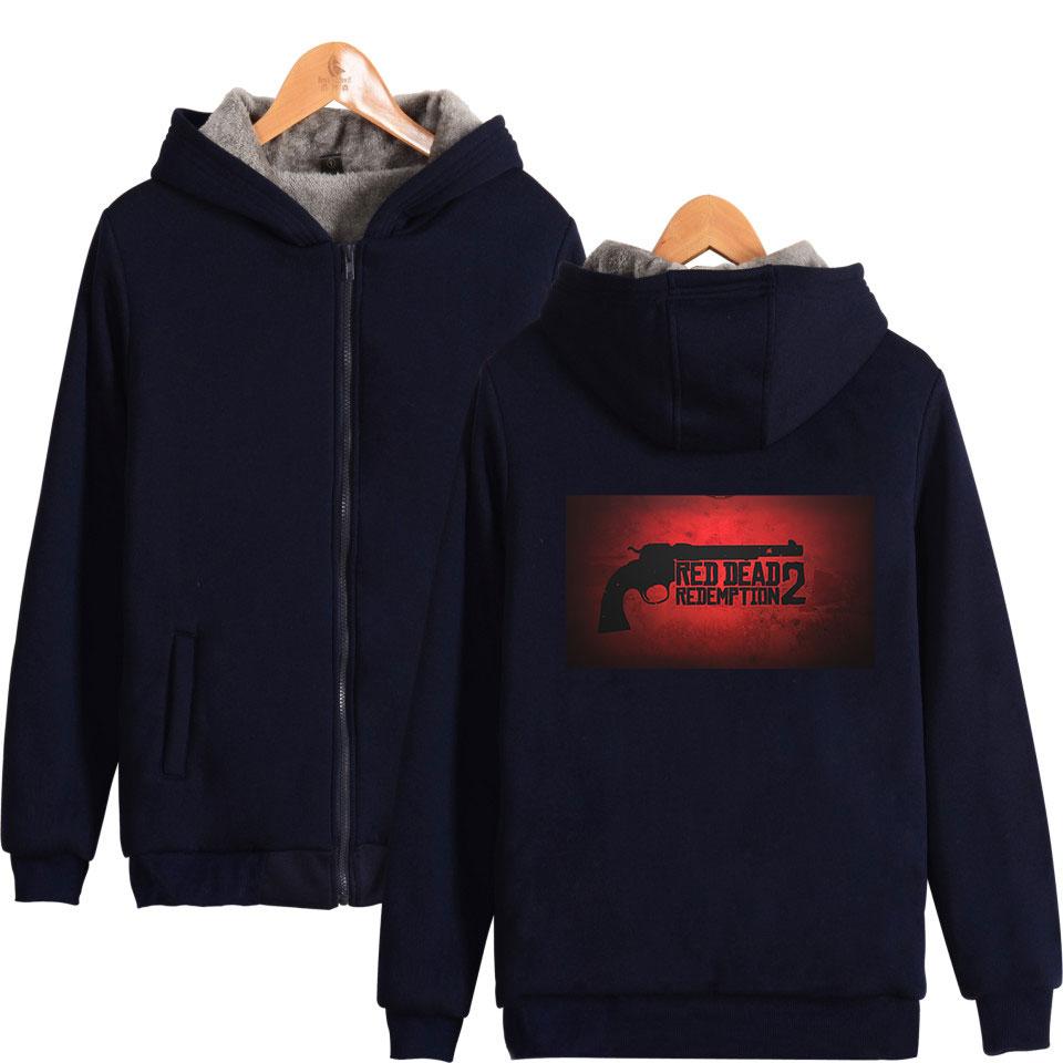 Red Dead Redemption 2 Jackets - Solid Color Red Dead Redemption Pistol Icon Fleece Jacket
