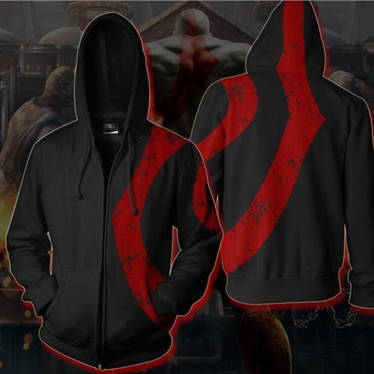 God of War Kratos Hoodies - Zip Up Black Hoodie