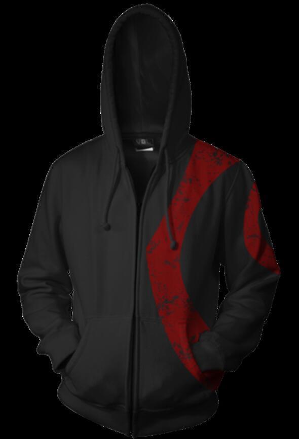 God of War Kratos Hoodies - Zip Up Black Hoodie