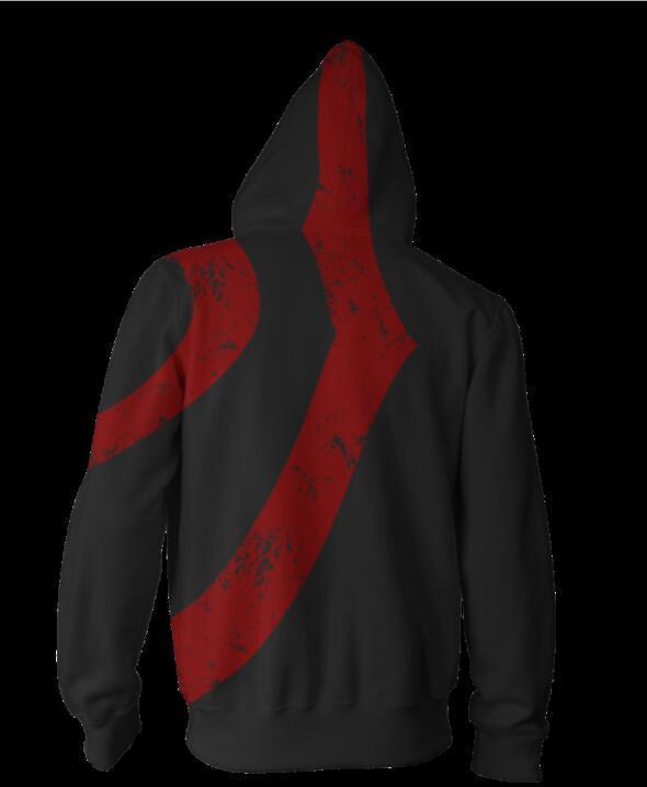 God of War Kratos Hoodies - Zip Up Black Hoodie