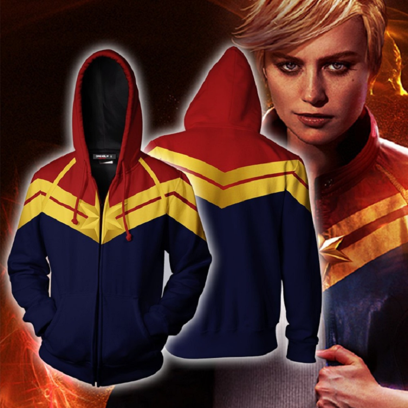 Captain Marvel Hoodie - Carol Danvers Zip Up Hoodie