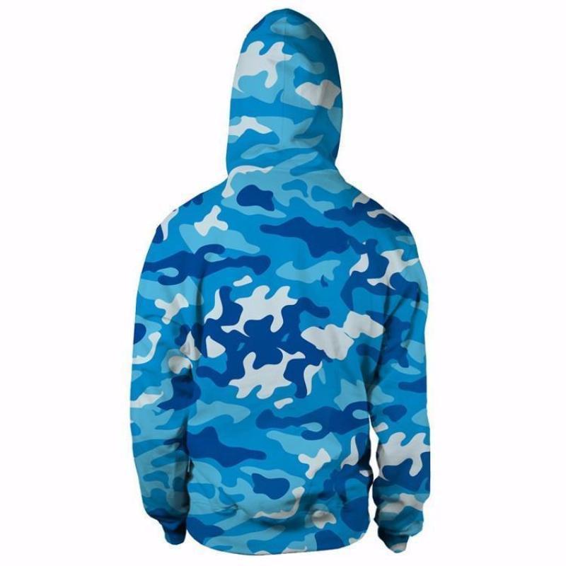 Monkey D.Luffy Camo Camouflage Dab Dance Blue 3D Hoodie