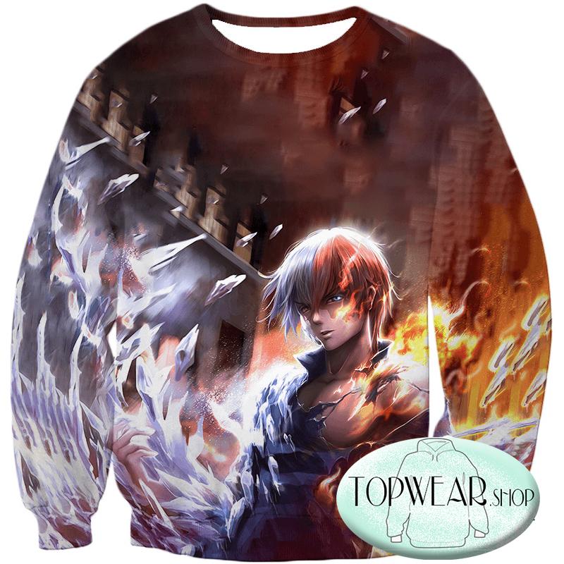 My Hero Academia Hoodies - Half-Hot Half-Cold 3D Shoto Todoroki Fan Pullover Hoodie