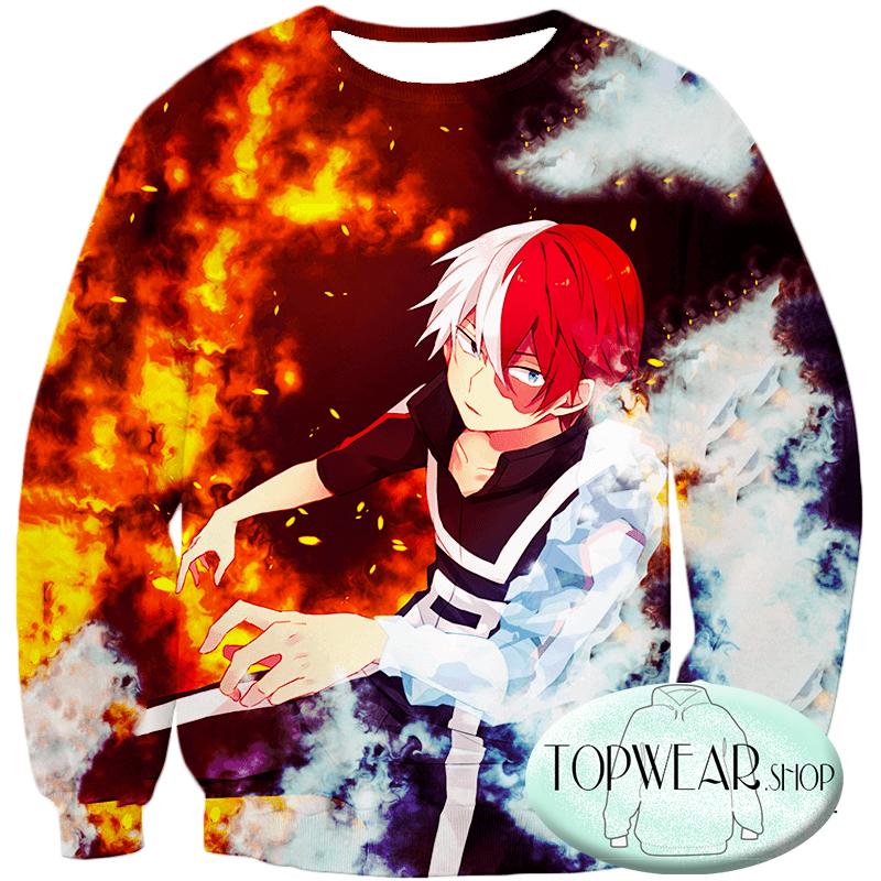 My Hero Academia Hoodies -  Anime Hero Shoto Todoroki Quirk Half Cold Half Pullover Hoodie