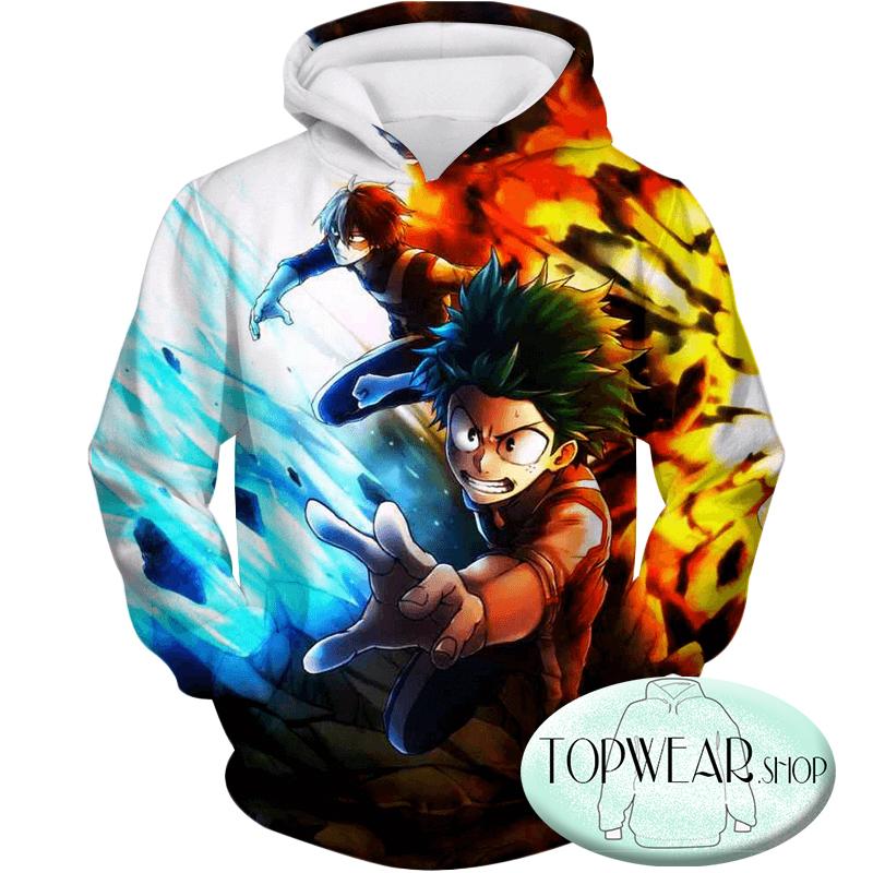 My Hero Academia Hoodies - Izuki Midoriya and Shoto Todoroki Action Pullover Hoodie