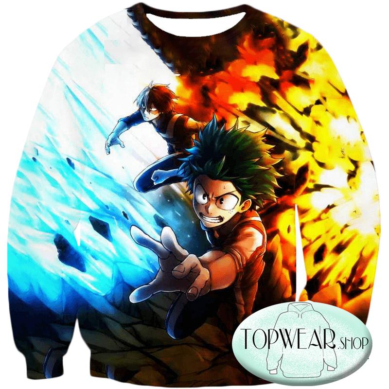 My Hero Academia Sweatshirts - Izuki Midoriya and Shoto Todoroki Action Sweatshirt