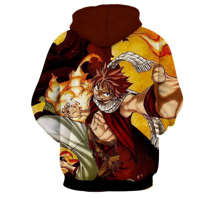 Natsu Dragneel Fairy Tail Brown & Yellow 3D Hoodies