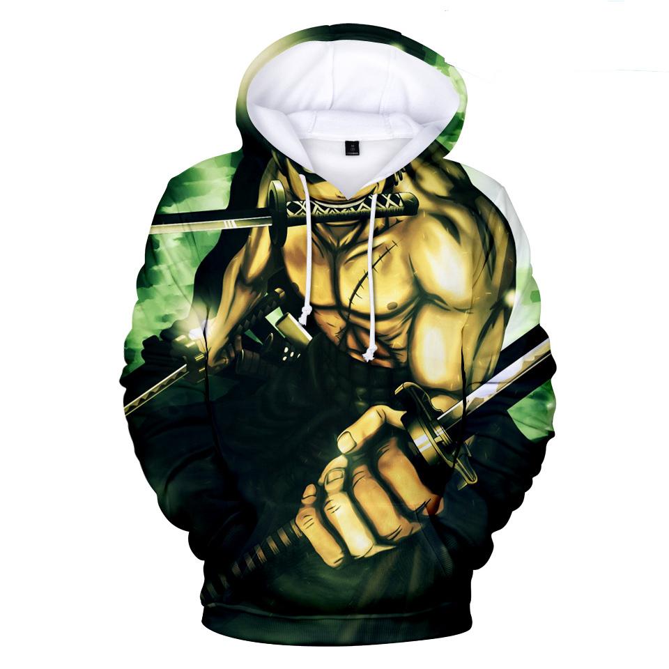 One Piece Hoodies - One Piece Series Anime Roronoa Zoro Green Super Cool Hoodie