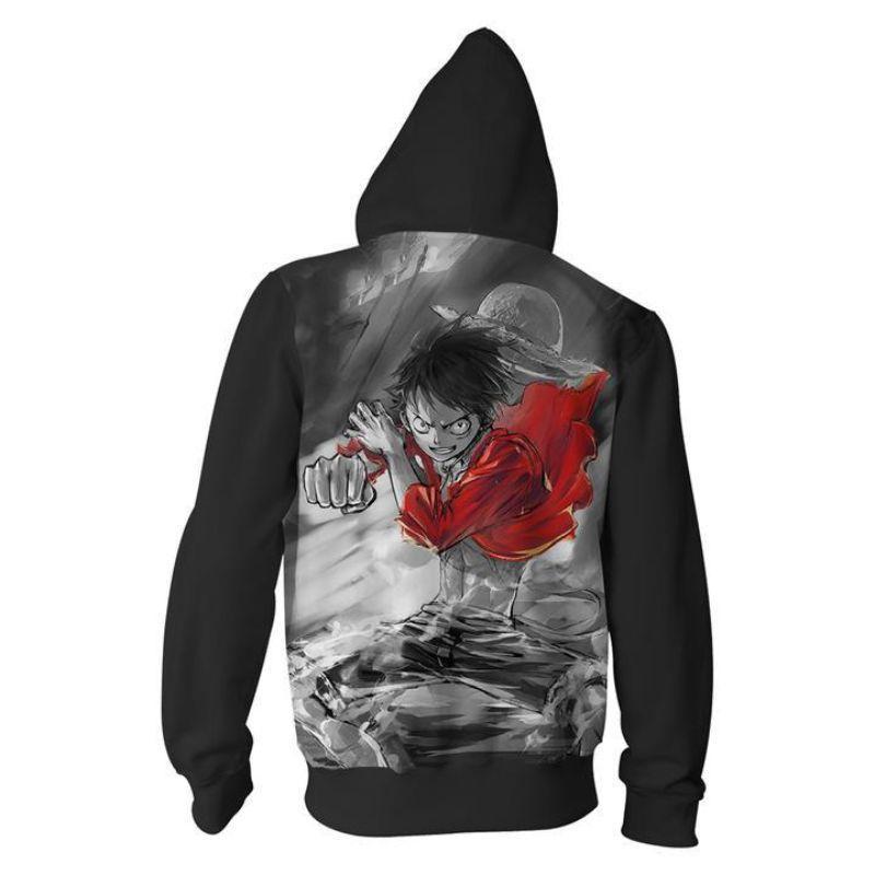 One Piece Angry Luffy Hoodies -  Zip Up Awesome Hoodie