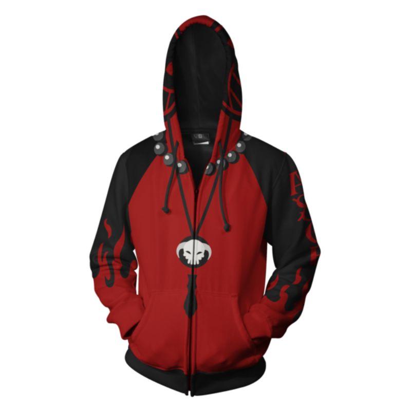 One Piece Portgas D. Ace Hoodies -  Zip Up Red Hoodie