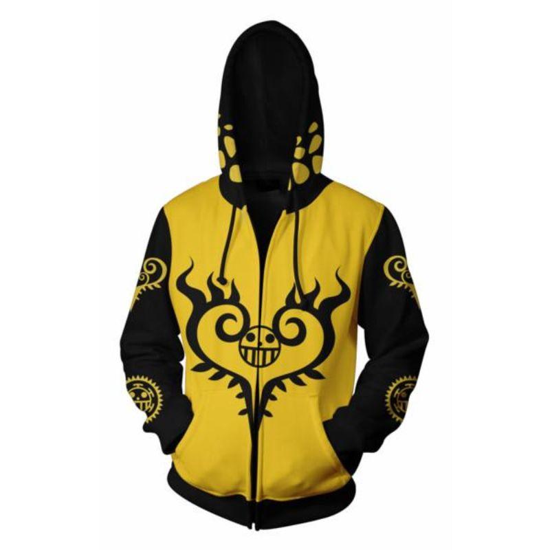 One Piece Trafalgar Law Hoodies - Black Zip Up Hoodie