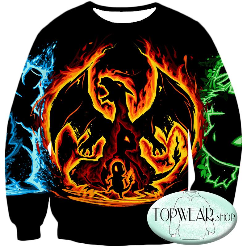 Pokemon Sweatshirts - Fire Type Charmander Evolution Tree 3D Sweatshirt
