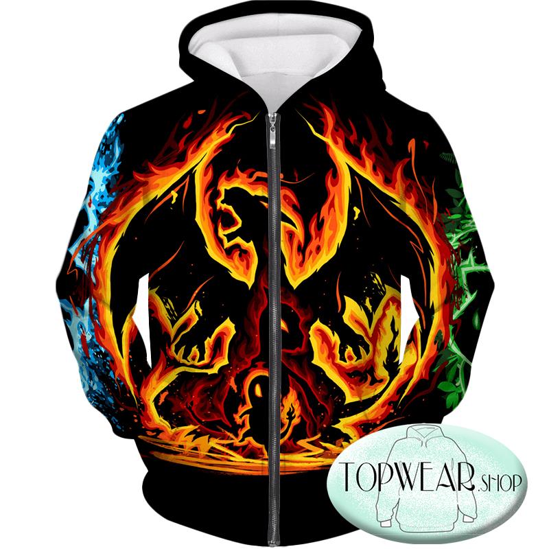 Pokemon Hoodies - Fire Type Charmander Evolution Tree 3D Hoodie