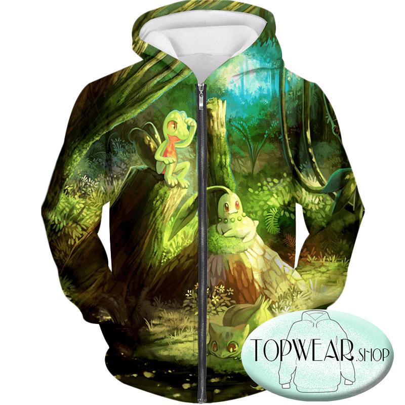 Pokemon Hoodies - Treecko and Chikorita Cool 3D Hoodie
