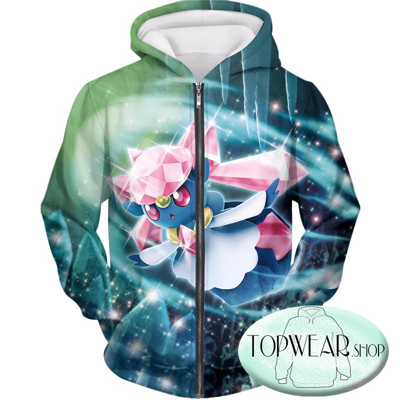 Pokemon Hoodies - Fairy Rock Type Pokemon Diancie Zip Up Hoodie