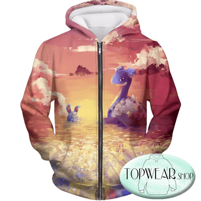 Pokemon Hoodies - Cool Lapras and Azumaril 3D Hoodie