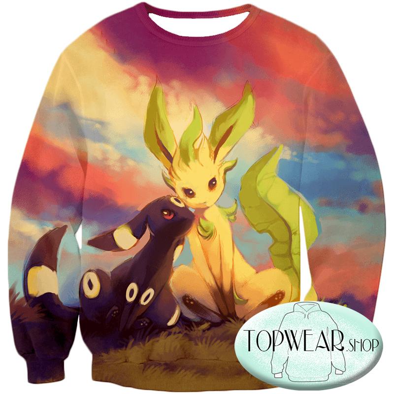 Pokemon Hoodies - Cute Umbreon and Leafeon 3D Hoodie