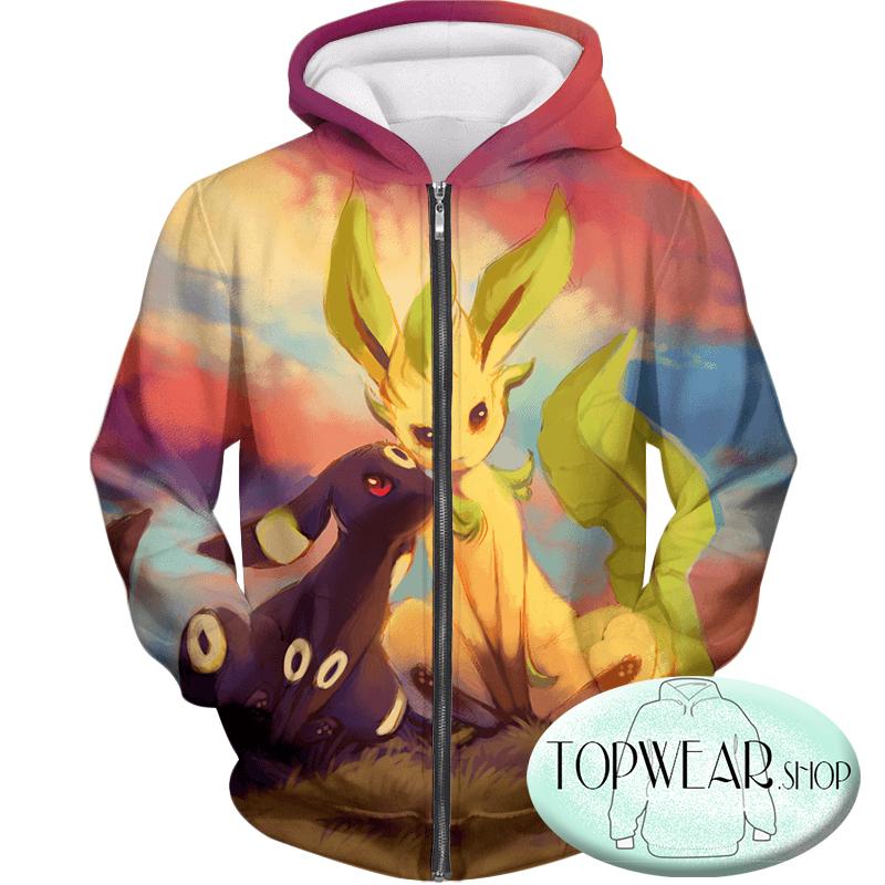 Pokemon Hoodies - Cute Umbreon and Leafeon 3D Hoodie