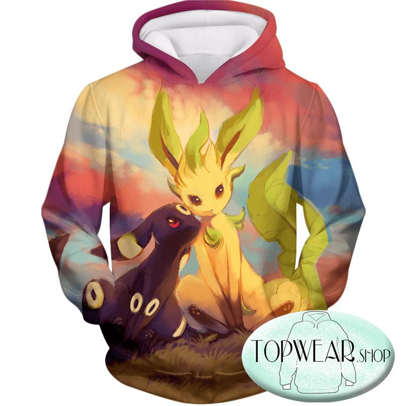 Pokemon Hoodies - Cute Umbreon and Leafeon 3D Hoodie