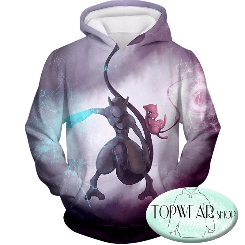 Pokemon Hoodies - Pokemon Combination Mew and Mewto 3D Hoodie