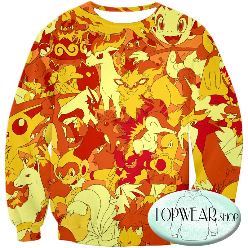 Pokemon Hoodies - Fire Type Pokemons Amazing 3D Hoodie