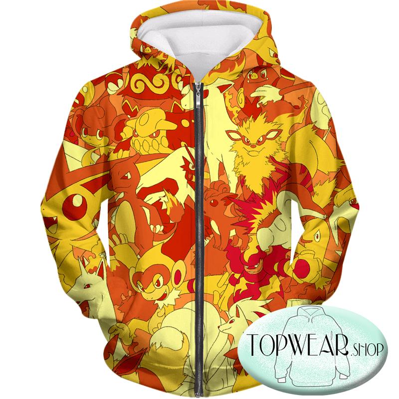 Pokemon Hoodies - Fire Type Pokemons Amazing 3D Hoodie
