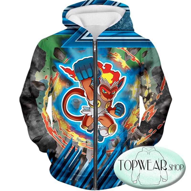 Pokemon Hoodies - Flame Pokemon Infernape Zip Up Hoodie