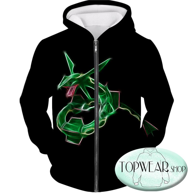 Pokemon Hoodies - Legendary Flying Dragon Rayquaza Zip Up Hoodie