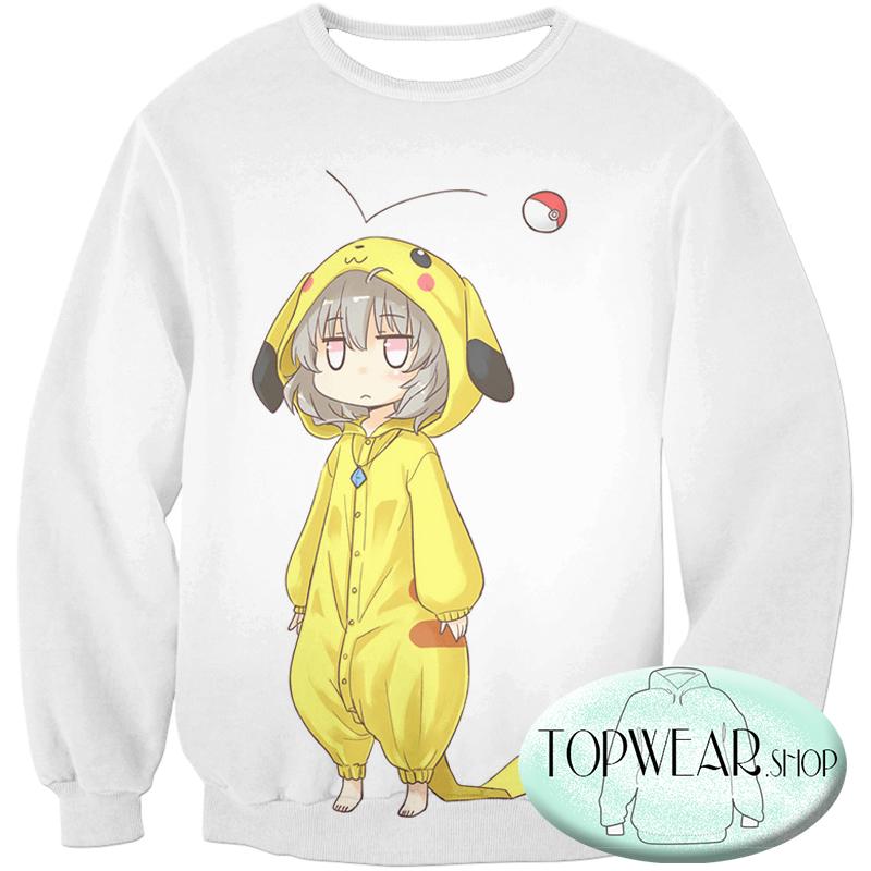 Pokemon Hoodies - Cool Pokemon Pikachu White 3D Hoodie