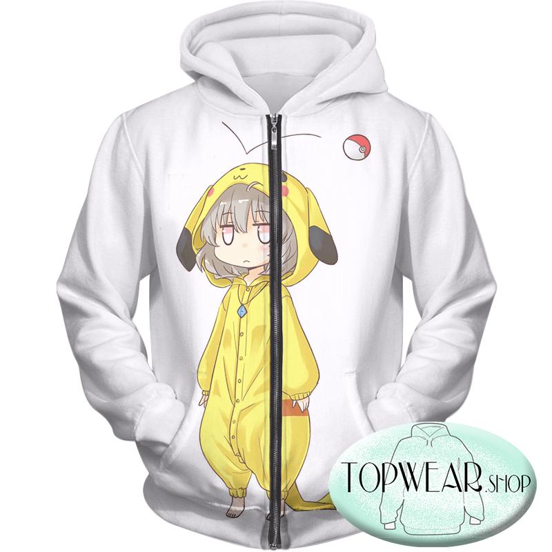 Pokemon Hoodies - Cool Pokemon Pikachu White 3D Hoodie