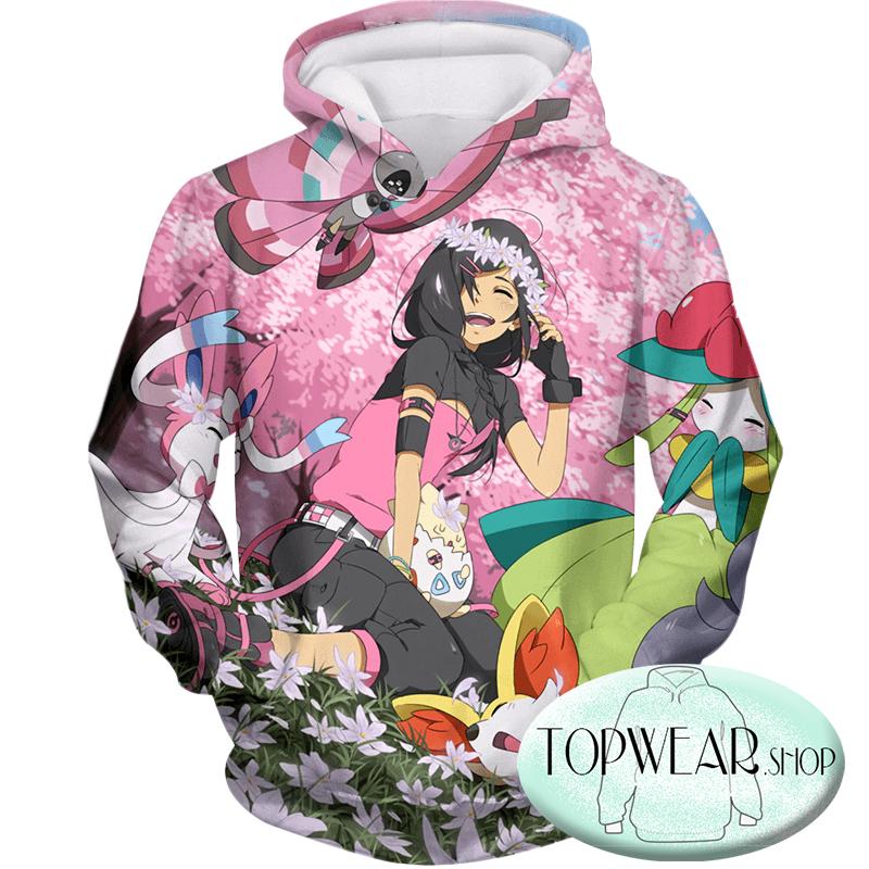 Pokemon Sweatshirts - Cute Girl with Pokemons Sweatshirt