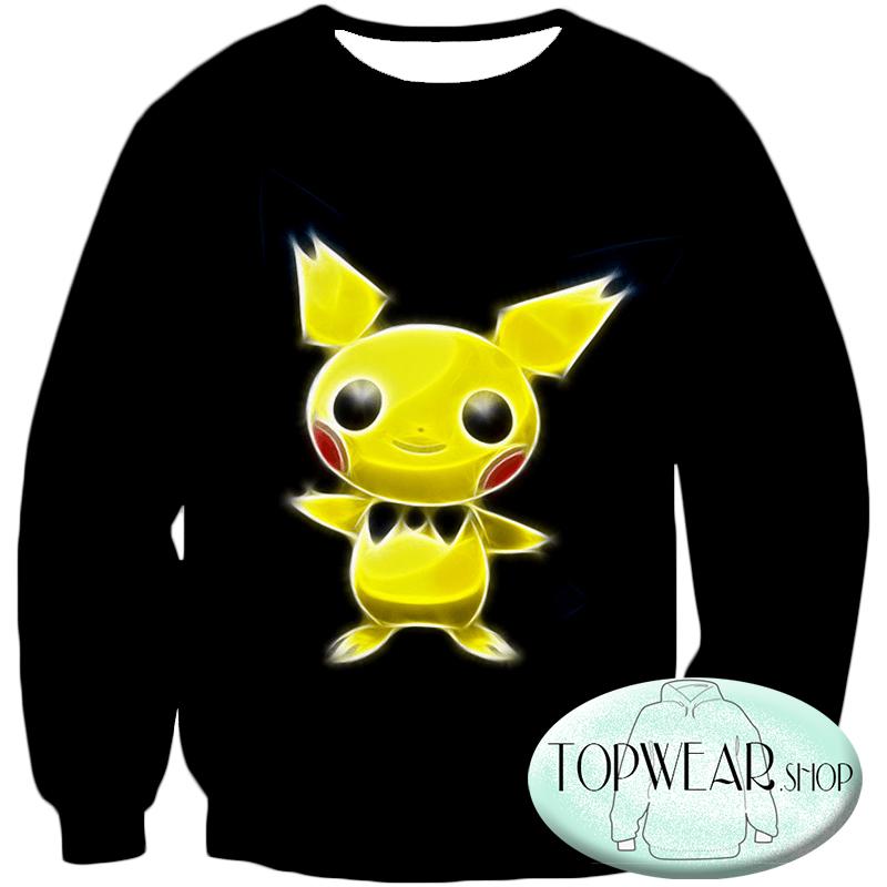 Pokemon Sweatshirts - Cute Thunder Pokemon Pichu Cool Black Sweatshirt
