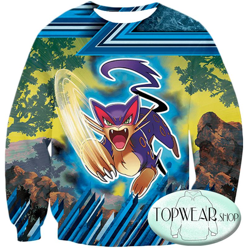 Pokemon Sweatshirts - Ultimate Purple Cat Pokemon Liepard Sweatshirt