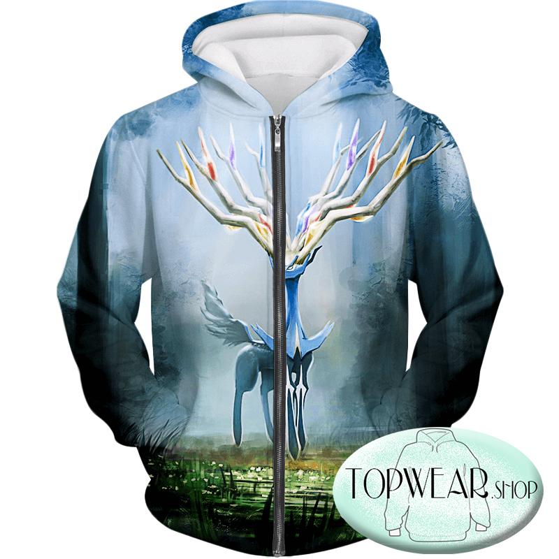 Pokemon Hoodies - Very Cool Pokemon Xerneas Zip Up Hoodie