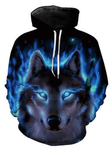 3D Printed Wolf Hoodie - Hooded Wild Animal Pullover