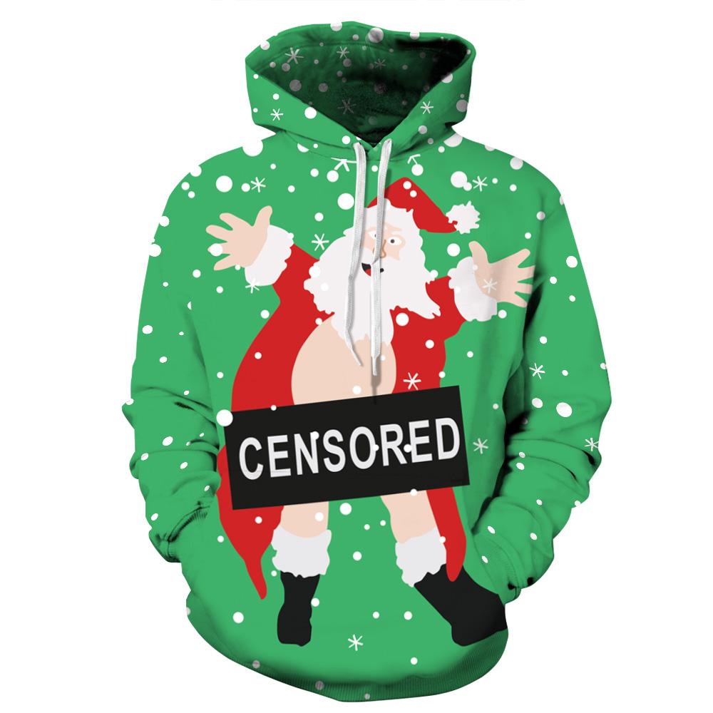 Christmas Hoodies - Naughty Santa Claus Snowflake Icon Green 3D Hoodie