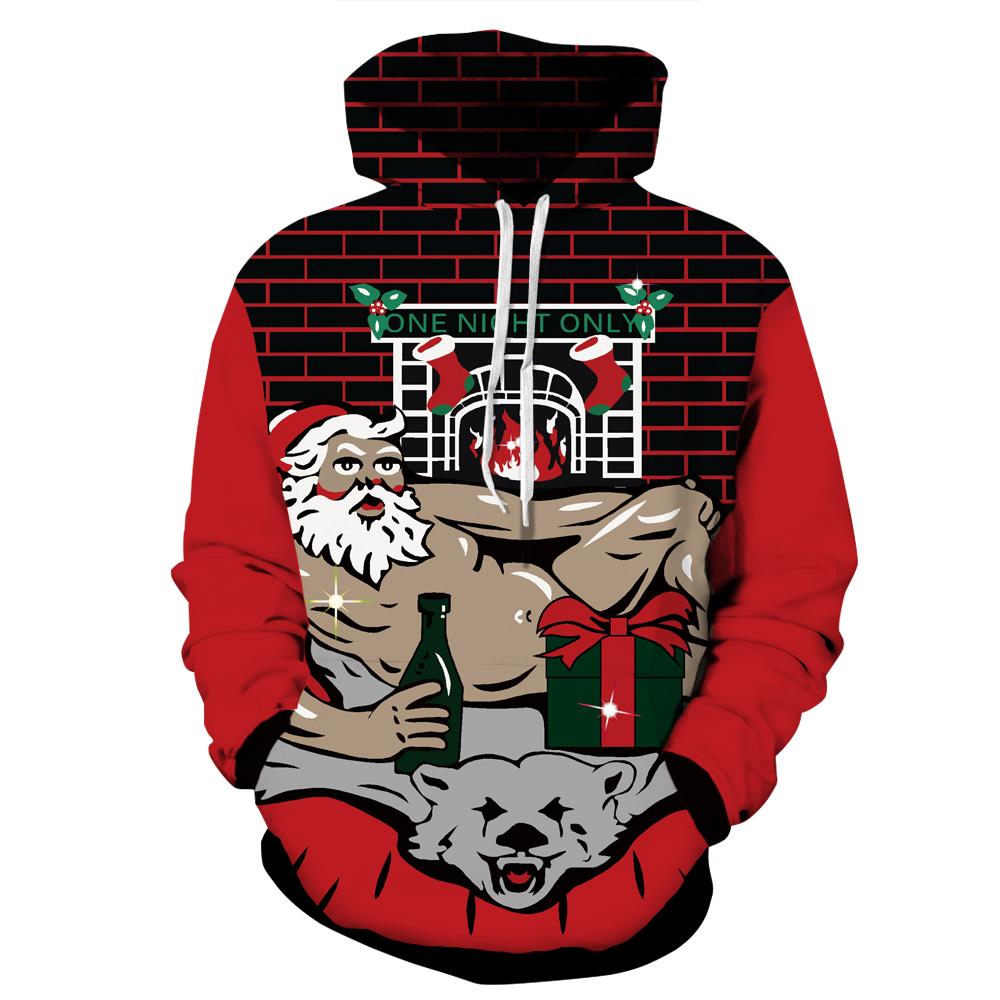 Christmas Hoodies - Funny Sexy Santa Claus Icon Red 3D Hoodie