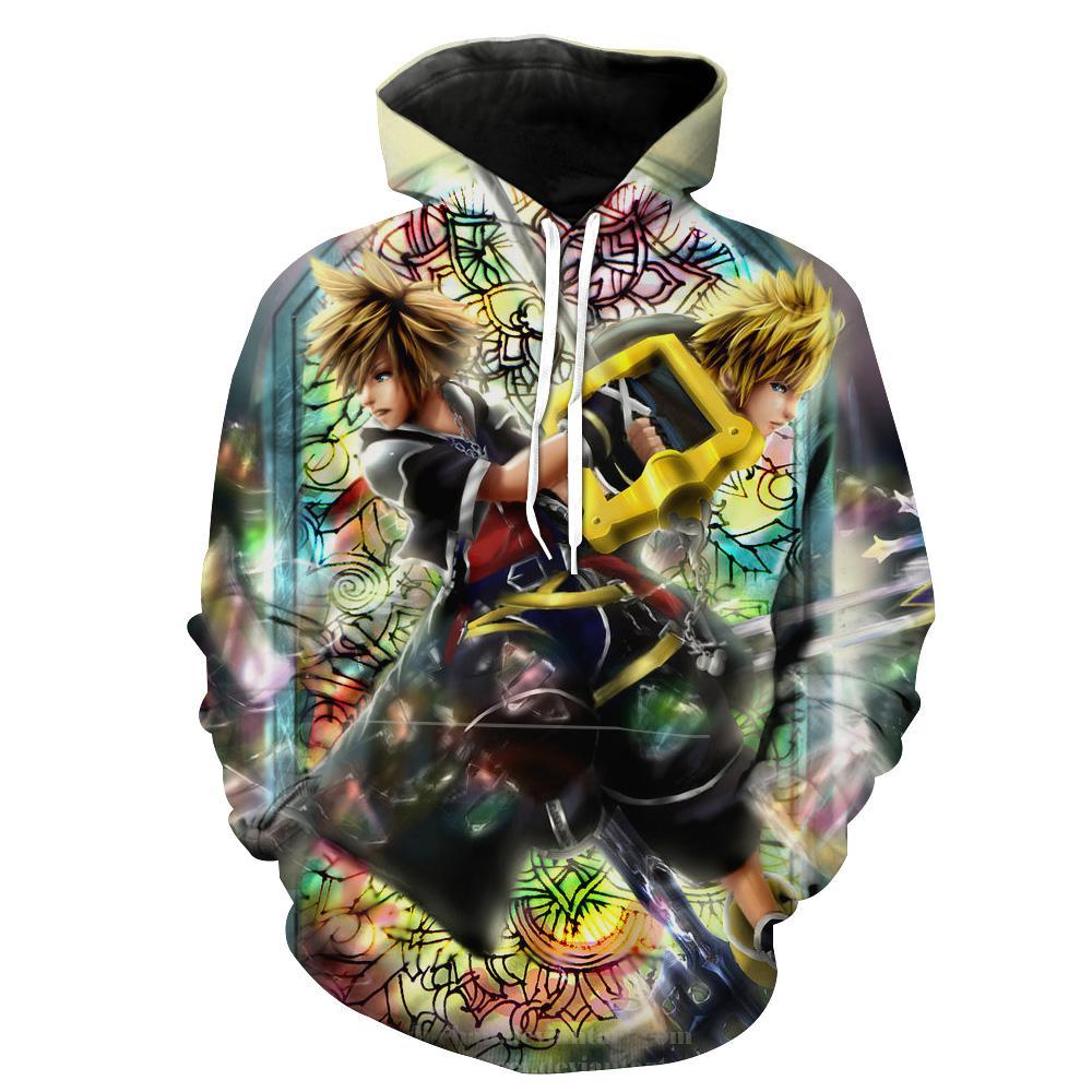 Kingdom Hearts Hoodies - Pullover Roxas and Sora Keyblade Hoodie