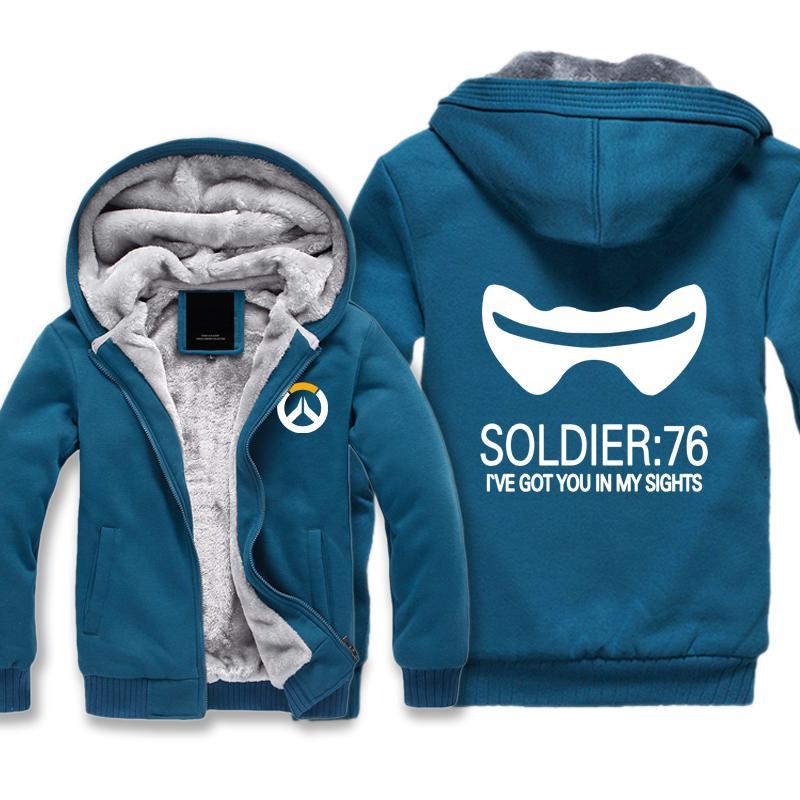 Overwatch Soldier 76 Jackets - Zip Up Black Fleece Jacket