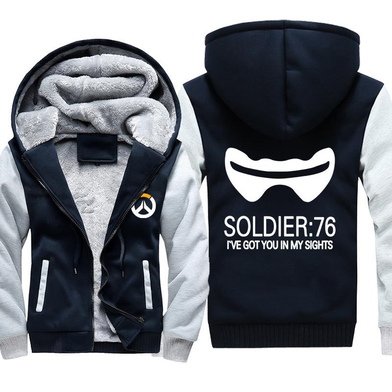 Overwatch Soldier 76 Jackets - Zip Up Black Fleece Jacket