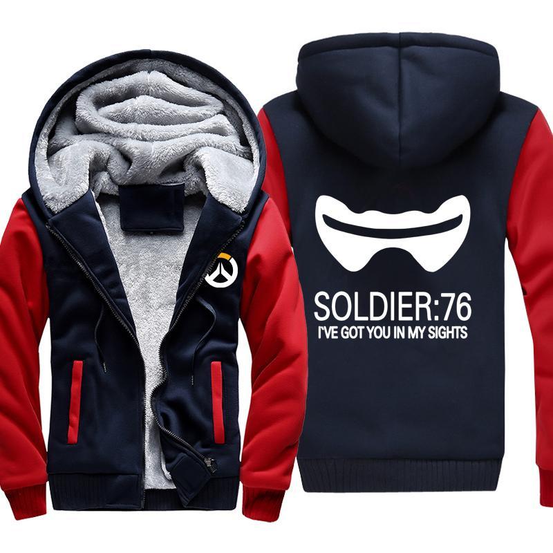 Overwatch Soldier 76 Jackets - Zip Up Black Fleece Jacket