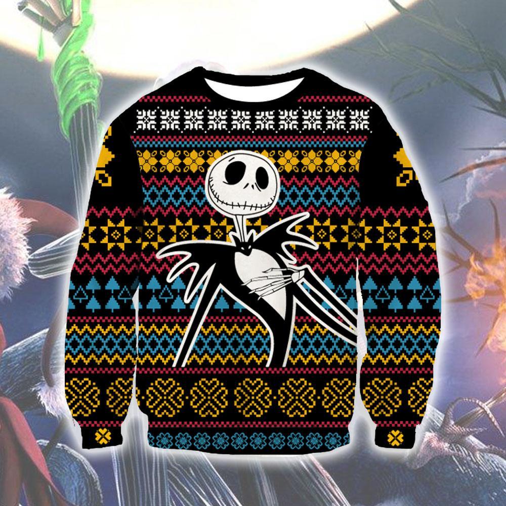 Nightmare Before Christmas Jack Sweatshirts - Nightmare Before Christmas Sweatshirts - Cool Knitting Pattern 3D Ugly Christmas Sweatshirt