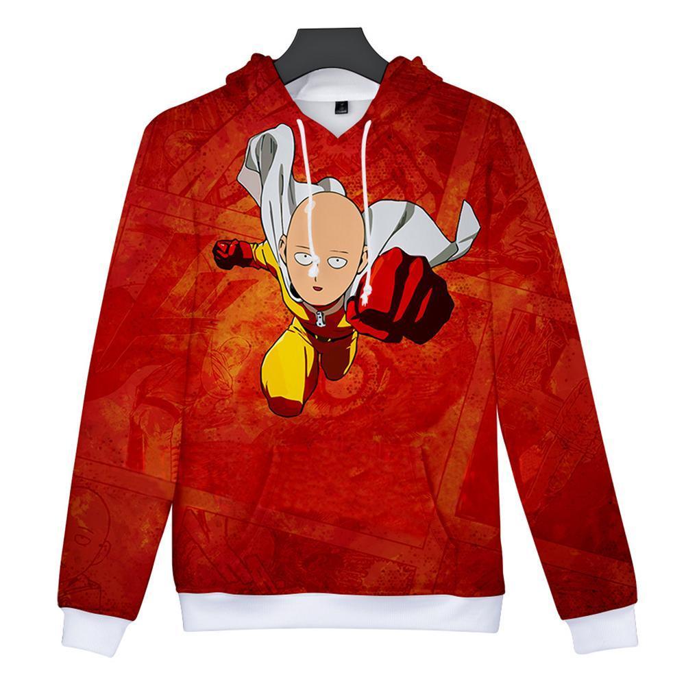 One Punch Man Hoodies - Saitama Drawstring Pullover Hooded Sweatshirt