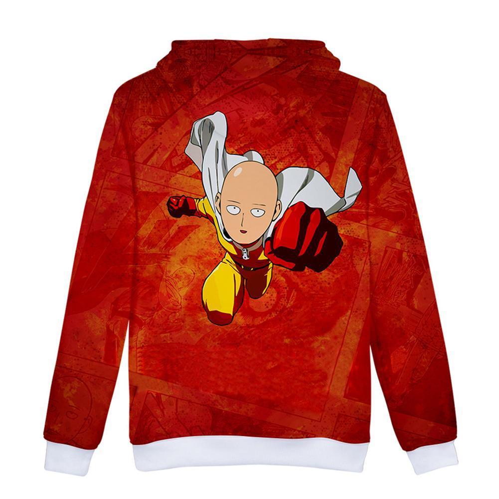 One Punch Man Hoodies - Saitama Drawstring Pullover Hooded Sweatshirt
