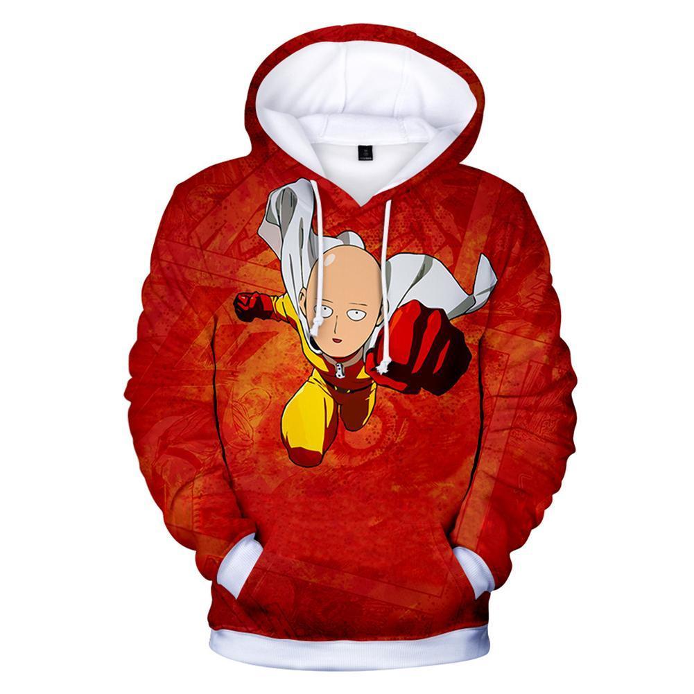 One Punch Man Hoodies - Saitama Drawstring Pullover Hooded Sweatshirt