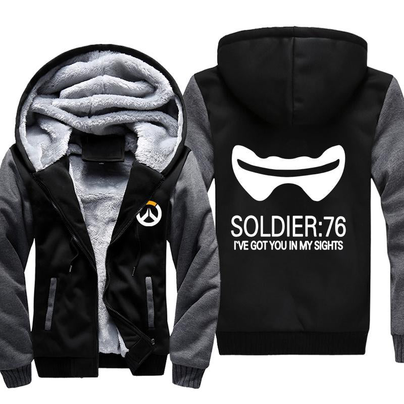 Overwatch Soldier 76 Jackets - Zip Up Black Fleece Jacket