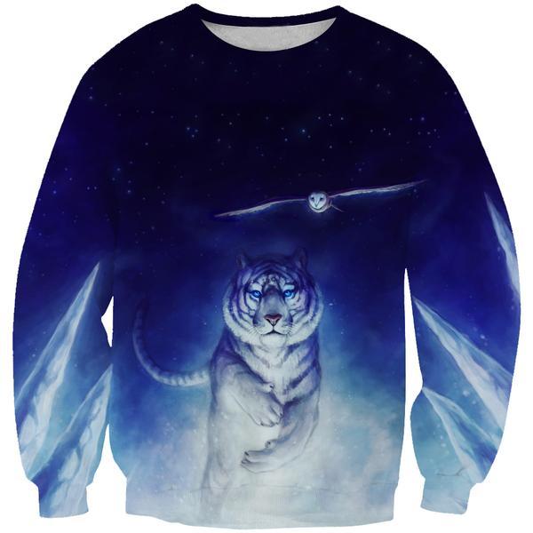 Tiger Hoodies - Space  and Owl Printed Pullover Hoodie