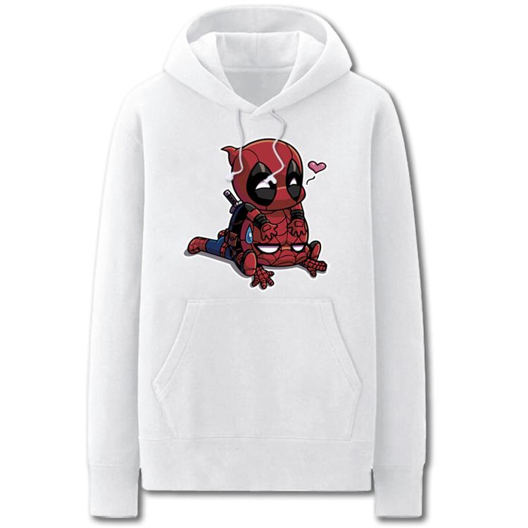 Spiderman and Deadpool Hoodies - Solid Color Cartoon Style Fleece Hoodie