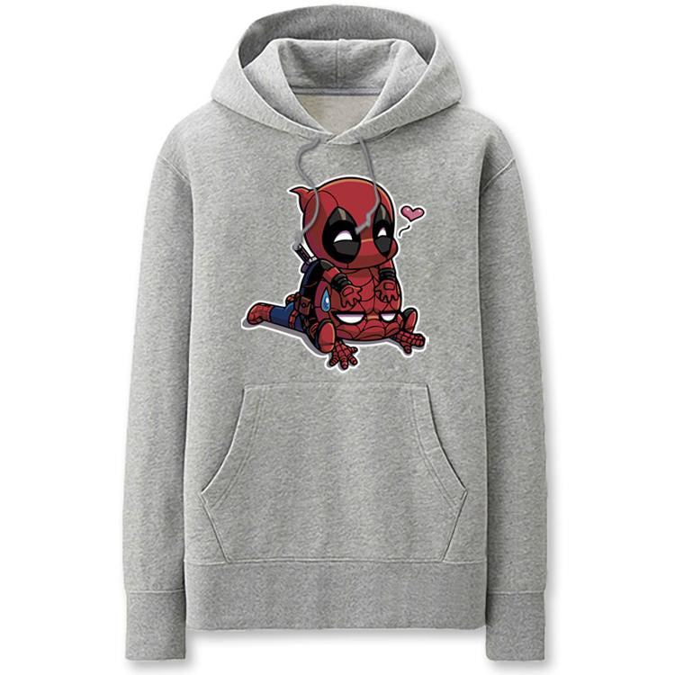 Spiderman and Deadpool Hoodies - Solid Color Cartoon Style Fleece Hoodie